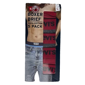 LEVI'S 5 PACK Men's 100% Cotton Boxer Briefs Underwear Size L (36-38) - Imagen 1 de 2