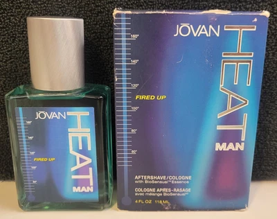 Coty vintage JOVAN Fired Up HEAT MAN 4 OZ. AFTERSHAVE/COLONIA SPLASH~ Nuevo en caja Foto 1 de 2