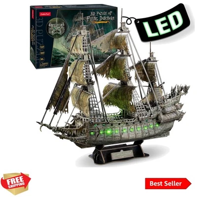 3D Puzzles for Adults Green LED Flying Dutchman, 360 Pieces Pirate Ship Arts ... - Image 1 of 4