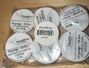 Artistic Wire Parawire Lot Gold Silver Brass 6 Rolls 6 Different Colors 24 Gauge - Picture 1 of 4