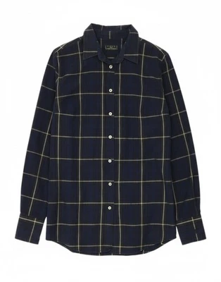 FRED PERRY Womens Shirt UK 14 Large Navy Blue Check Cotton DB06 - Image 1 of 4