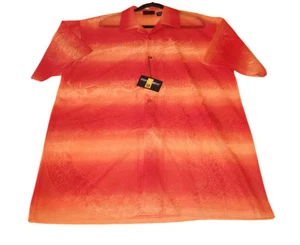 Vintage Y2K Shanu Amanu Gradient Orange Red Dragon Pattern Lace Shirt Lrg NWT - Picture 1 of 5