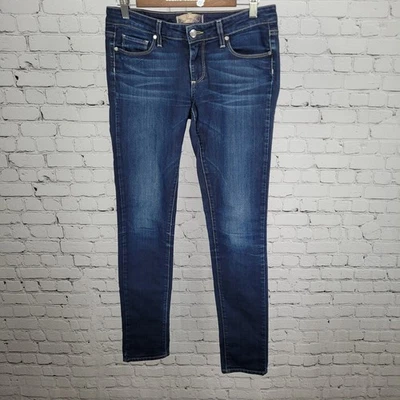 Paige Peg Skinny Blue Dark Wash Low Rise Stretch Jeans USA Made Size 27 (30x32) - Image 1 of 4