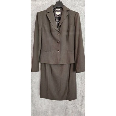Talbots Marrón Falda Traje Chaqueta y Falda Lápiz 100% Lana Italiana Talla 4 Cintura 27 Foto 1 de 4