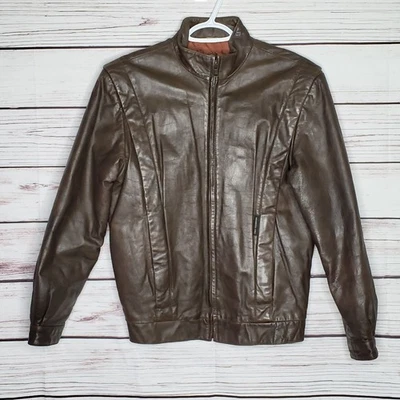Chaqueta de cuero marrón vintage solo para miembros para motocicleta talla 9/10 Foto 1 de 4