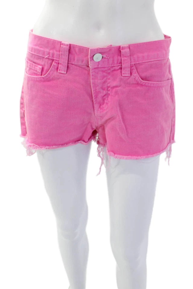 Mini pantalones cortos de mezclilla rosa talla 26 marca J Distress de tiro medio Foto 1 de 4