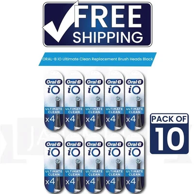 10 Pack ORAL-B iO Ultimate Clean Replacement Brush Heads Black 4 Pack Genuine - Image 1 of 4