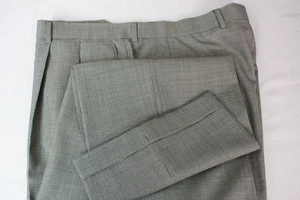 BILL BLASS Men's Pant Pleated Cuffed Brown Check All Wool Waist 40 x 30 - Picture 1 of 9