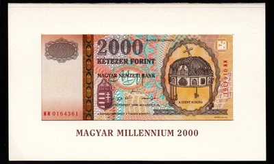 Hungary 2000 Forint 2000, Millenium, UNC, P-186, with Folder - Image 1 of 4