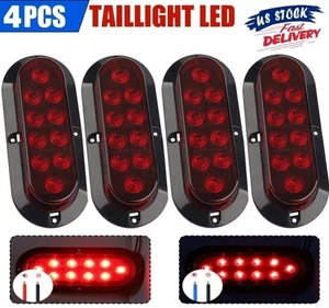 4 luces rojas ovaladas para remolque de 6" 10 LED parada giro cola camión ojal sellado enchufe - Imagen 1 de 10
