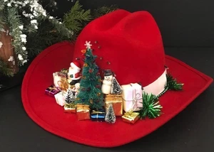 CUSTOM BRONER JUST FOR FANS 1991 CHRISTMAS LIGHT-UP RED WESTERN COWBOY PARTY HAT - Picture 1 of 24
