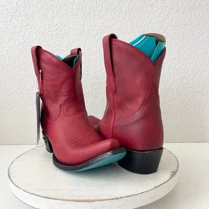 Lane EMMA JANE Womens Cowboy Bootie 8 Red Leather Western Cowgirl Short Boots - Picture 1 of 12