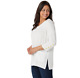 Linea by Louis Dell'Olio X-Small Pebble Crepe V-Neck Top with Studs Ivory XS