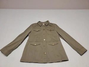 Chico's Damen längliche Satin Jacke grün Taschen Kragen Gr. 1 oder 8/10 - Bild 1 von 19