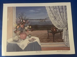 FLUSSTERRASSE VON LOUISE DUNAVANT signiert ungerahmt 12 x 16 - Bild 1 von 3