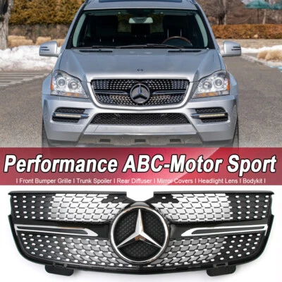 Chrome Black Front Grille W/Star For Benz GL-Class X164 07-12 GL320 GL350 GL450 Foto 1 de 4
