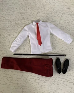 1/6 Toy center White Shirt Red Tie Pants Clothes Suit Fit 12'' Narrow Shoulder A - Picture 1 of 4