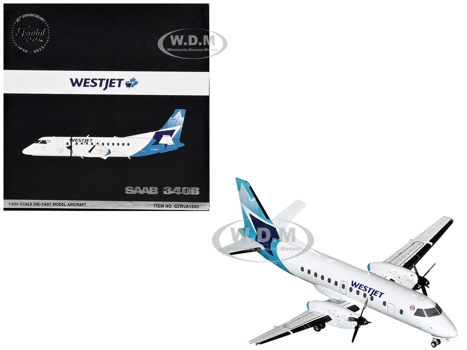 Saab 340b Aircraft Westjet 1/200 Diecast Model By Geminijets G2wja1245