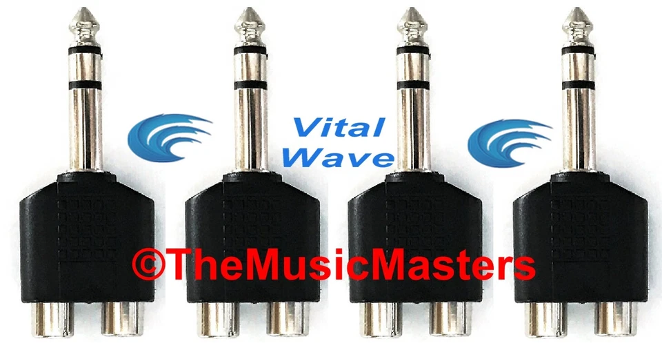 (4) 1/4 inch TRRS Male Plug to Dual RCA Jacks (F) Audio Cable Cord Adapter VWLTW - Image 1 of 4