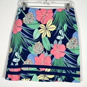 Talbots Damenrock neu mit Etikett Größe 4 Petites 4P Blumenmuster Bordüre Streifen Baumwollmischung - Bild 1 von 8