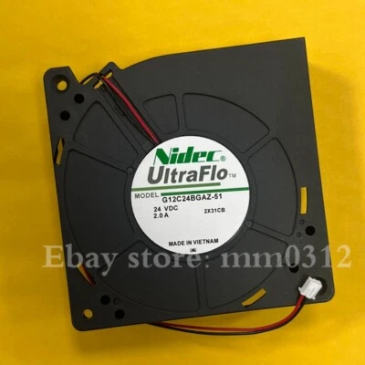 Ventilador turbo de refrigeración Nidec G12C24BGAZ-51 12032 DC24V 2.0A 12 CM 2 hilos de alto flujo de aire Foto 1 de 4
