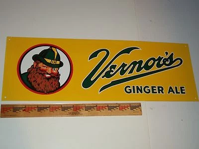 ¡CUIDADO! NO 1950 - ¡FALSO! VERNOR'S GINGER ALE 'GOLD BACK' ca1999 SIGNO DE FANTASÍA-estaño Foto 1 de 4