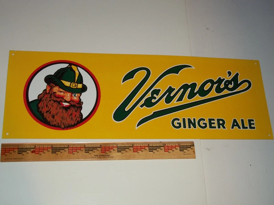 小心! 不是 20 世纪 50 年代假! VERNOR'S GINGER ALE 'GOLD BACK' ca1999 幻想签名 — 第 1/4 张图片