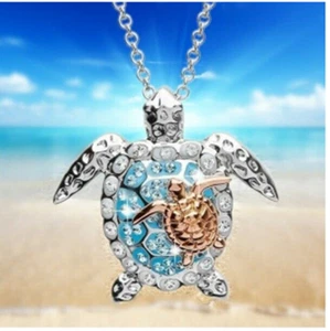 Tortoise Necklace With Chain Turtle Mother Baby Necklace Pendant Gift Jewelry - Picture 1 of 14