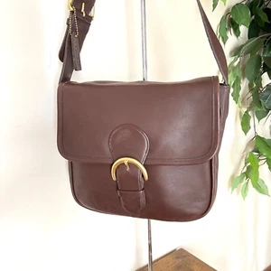 Vintage Coach 4164 Bedford Buckle Flap Mahogany Brown Leather Shoulder Bag Purse - Picture 1 of 16