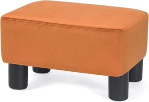 Small Fabric Footstool Ottoman Footrest for Living Room, Bedroom (Orange) - Picture 1 of 8