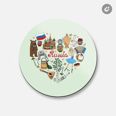 I Love Russia Heart Travel | Imán decorativo redondo de 4"" X 4"" Foto 1 de 2