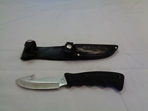 Buckmasters Western R18 Vintage Fixed Blade " Gut Hook" Knife W/Leather Sheath