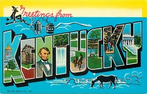 Cartolina Saluti Kentucky BLOCCO LETTERE Curt Stagno - Foto 1 di 2