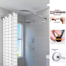 Heavy Duty Tenda da Doccia Telescopico allungabile Pole Rail Rod bagno a forma di L