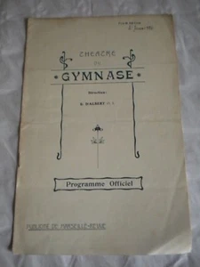Vintage Programme Theatre du Gymnase Marseille 21 january 1906 L'Age D'aimer  - Picture 1 of 3