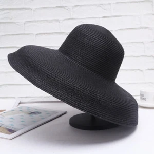 Sombrero de paja de ala ancha grande para mujer flexible playa sol gorra plegable sombrero de verano - Imagen 1 de 17
