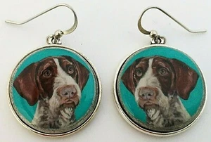 German Wirehaired Pointer Original Art Earrings - Picture 1 of 3