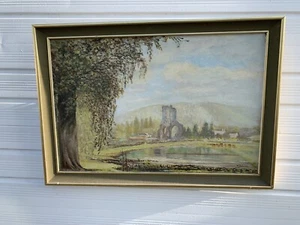 Arte galés enmarcado firmado. Pintura al óleo - TALLEY ABBEY - Matilda Halpine - Imagen 1 de 10