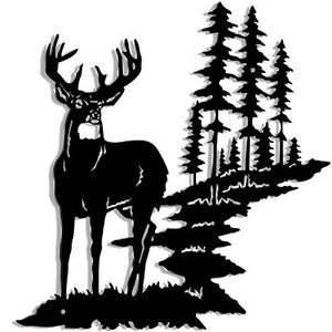 Metal Deer Wall Art Forest Deer Wall Decor Metal Tree Deer Wall Art Decor Black - Picture 1 of 6