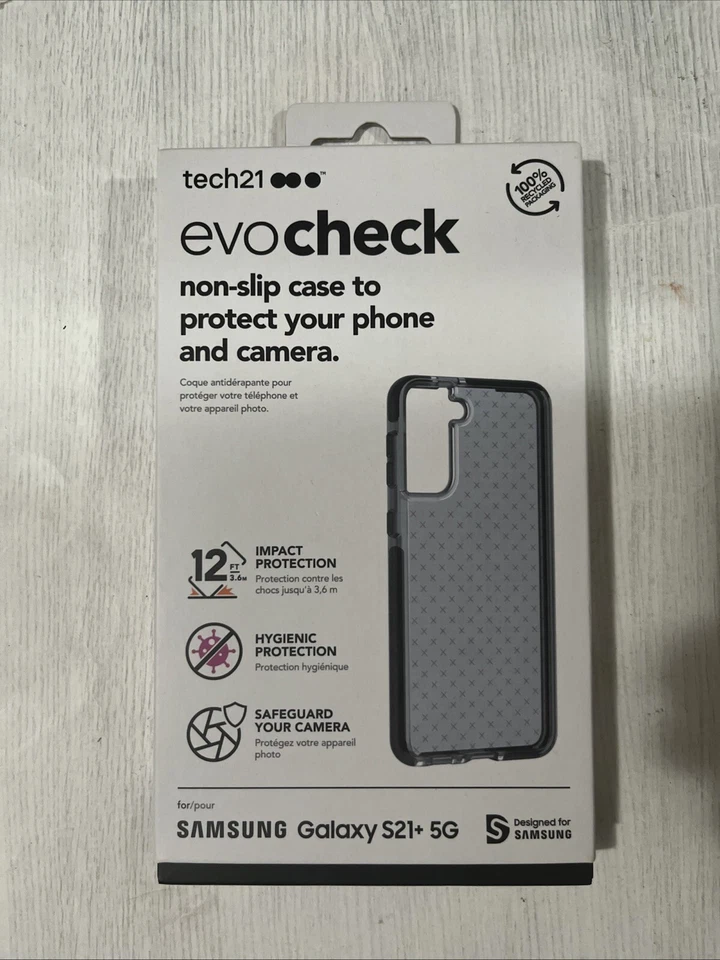 Tech21 Evo Check Case for Galaxy S21+ Plus Non-Slip Impact Case Smokey Black - Image 1 of 1