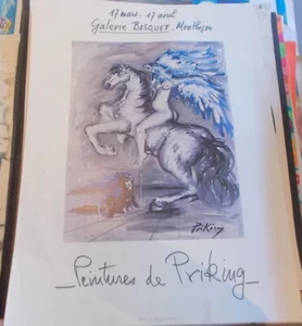 AFFICHE EXPOSITION PEINTURES DE FRANZ PRIKING GALERIE BOSQUET MONTLUCON 1970 - Picture 1 of 2