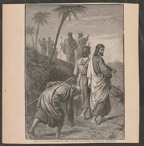 ILLUSTRAZIONE RELIGIOSA VINTAGE GESÙ E I SUOI DISCEPOLI IN CAMMINO VERSO LA FESTA - Foto 1 di 1