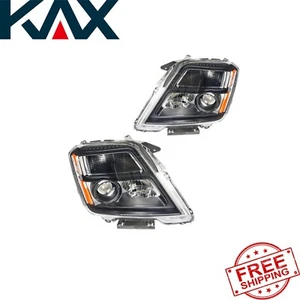 2 pc Black Headlights Assembly Fit for 2010-2015 GMC Terrain Halogen Set Chrome - Picture 1 of 11