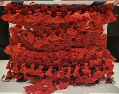 Borla de flecos de 2 1/4 pulgadas - Color: rojo - 11 metros (12,03 yardas)  Foto 1 de 4