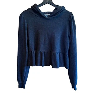 Urban Outfitters Felpa Donna M Grigio Progetto Sociale T Crop Ruffle con Cappuccio - Foto 1 di 13