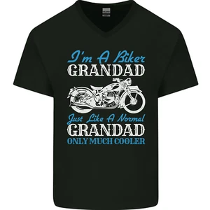 Biker Nonno Maglietta In Cotone A V Per Uomini Per La Festa Dei Nonni - Foto 1 di 3