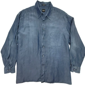 Acorn Bob Goldfeder Italian Denim Blue Medallion Button Shirt Oversized XL 90’s - Picture 1 of 11