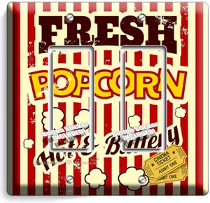 POP CORN TV ROOM HOME MOVIE THEATER CINEMA 2 GANG GFCI LIGHT SWITCH PLATES DECOR - Picture 1 of 1