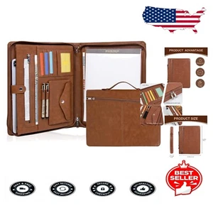 Professional Leather Padfolio with Handle for iPad/MacBook - Customizable Gift - Picture 1 of 12