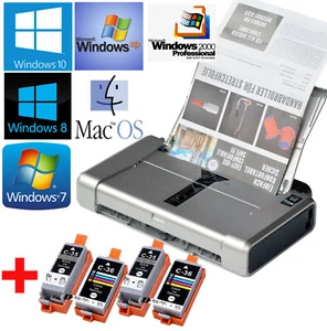 KLEIN & MOBIL!  DRUCKER CANON PIXMA IP100 FÜR WIN 2000 XP 7 8 10 + 2 SETS FARBE - Bild 1 von 1